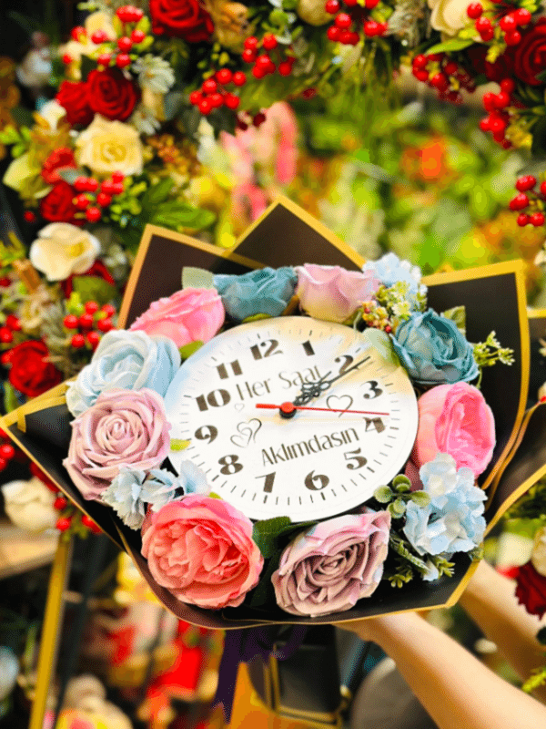  Gaziantep Florists - Artificial rose bouquet with clock