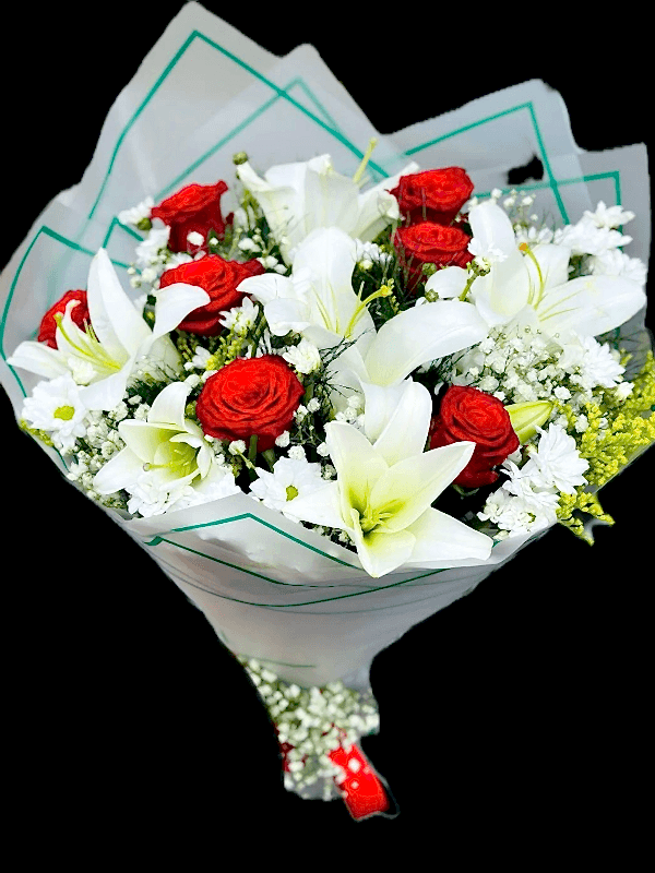  Gaziantep Çiçek Gönder - beyaz zambak ve kırmızı gül hakira tasarım