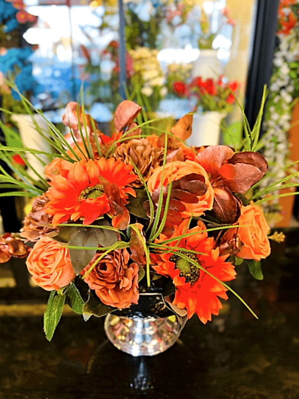  Gaziantep Çiçekçiler - Metal Vazoda Turuncu Tasarım