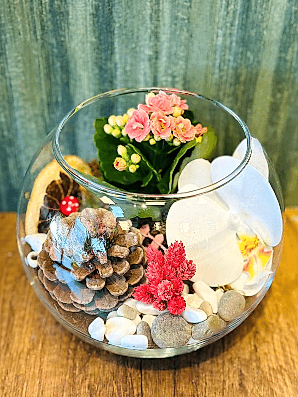  Gaziantep Çiçekçi - Pembe Çiçekli Fanus arajmanı