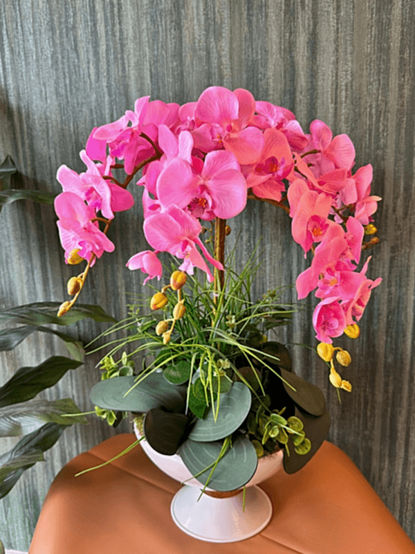  Gaziantep Çiçek Gönder - Metal Beyaz Vazoda 4 Dal Yapay Orkide