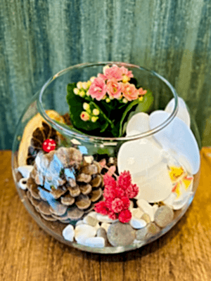  Gaziantep Çiçekçi - Pembe Çiçekli Fanus arajmanı